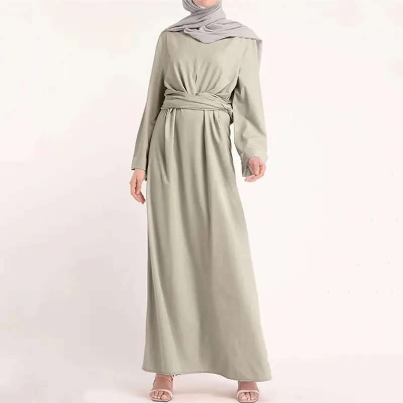 Nuevo multicolor arrugado último Oriente Medio falso corbata de dos piezas Multi desgaste Dubai Abaya vestido musulmán