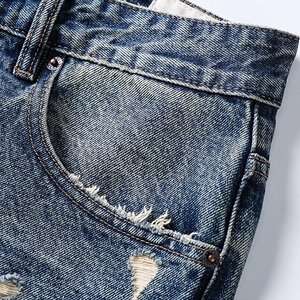 <span class=keywords><strong>Jeans</strong></span> da Uomo 100% Cotone Vintage a Vita Alta, Gamba Larga, Strappati, Effetto <span class=keywords><strong>Stone</strong></span> Washed, Distressed, Vestibilità Ampia, Stile Streetwear con Ricami - Product Image 5