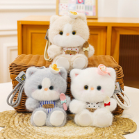 Porte-clés en peluche chat mignon personnalisé avec robe en mousseline et pince papillon, poupée chaton en peluche, cadeaux promotionnels pour événements, chat moelleux