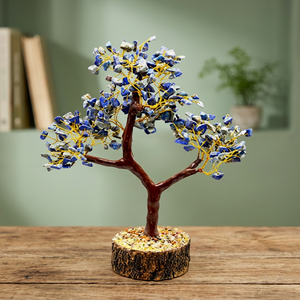 Sculpture en fil de fer de chakra en cristal fait main, arbre de Feng Shui avec feuilles d'agate multicolores, base en bois, pour la maison, la Saint-Valentin, Pâques - Product Image 5