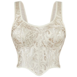 Corsé Corto Vintage de Encaje Floral para Mujer con Control Firme, Tejido Jacquard Transpirable y Ecológico <span class=keywords><strong>en</strong></span> Color Albaricoque - Product Image 1