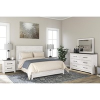 Ensemble de chambre à coucher 3 pièces moderne blanc avec commode et table de chevet, meubles d'appartement en bois