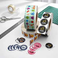 Impression d'étiquettes rondes personnalisées, étiquette de logo, autocollant en vinyle brillant, résistant à l'huile, imperméable, étiquette personnalisée en rouleau, autocollant adhésif