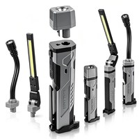 Lampe de travail à tête interchangeable 3 en 1, lampe torche LED rechargeable avec tube flexible, 2 modes, lampe d'inspection magnétique COB