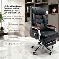 Chaise de bureau de direction noire à dossier haut avec repose-pieds et fonction de massage à 7 points, base chromée pour bureau à domicile et bureau de direction