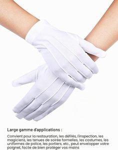 Gants de cérémonie antidérapants en PVC à pois, absorbants la transpiration, respirants, en coton blanc, pour serveurs, sommeliers, cercueilleurs et porteurs de cercueil - Product Image 3