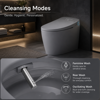 WC intelligent allongé moderne avec bidet électrique sans réservoir, double chasse silencieuse, télécommande, siège chauffant, siphon en S