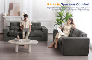 Tùy Chỉnh Không xương Sofa Ghế Màu Xám Nén 3-Chỗ Ngồi Vải Nhung Vải Sofa Giá Rẻ 3 Chỗ Ngồi Phòng Khách Vải To Thu Sàn <span class=keywords><strong>Futon</strong></span> Ghế Sofa - Product Image 3