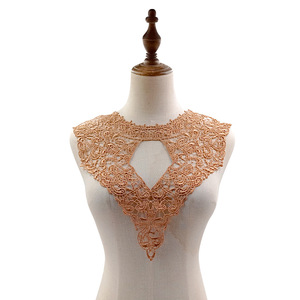 Col de corsage en soie de polyester de broderie de dentelle soluble dans l'eau Collier brodé détachable avec le type ouvert de patchs de dos de poitrine - Product Image 5