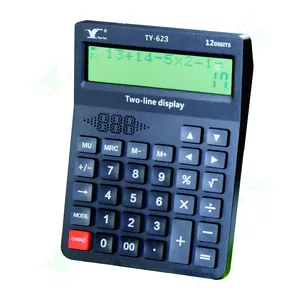 Kalkulator suara Perancis kalkulator meja tampilan 2 baris kalkulator akuntan kantor