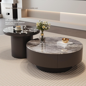 <span class=keywords><strong>Table</strong></span> basse <span class=keywords><strong>ronde</strong></span> en <span class=keywords><strong>marbre</strong></span> de luxe italienne avec rangement, <span class=keywords><strong>table</strong></span> d'appoint noire imbriquée pour salon moderne - Product Image 1