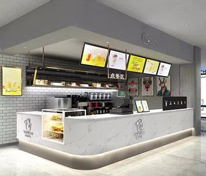 Mostrador de Exhibición para Tienda de Té de Burbujas y Café, Mostrador para Heladería, Madera Sólida, Iluminación LED, Ecológico, Resistente y Duradero - Product Image 4