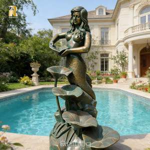 Escultura de Sirena de Bronce Fundido Personalizada RELONG, Tamaño Real para Decoración de Jardín Exterior - Product Image 5