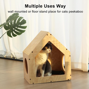 Casa para Gatos de Madera Contrachapada de Abedul para Montar en la Pared, Mueble Multiusos para Gatitos, Diseño Elegante, Estilo DIY, Jungla para Gatos, Venta al por Mayor - Product Image 3