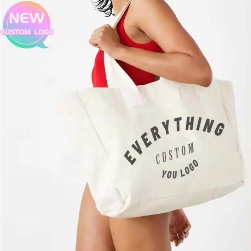 Tote da donna in tela di cotone spesso da palestra stampabile in bianco personalizzato