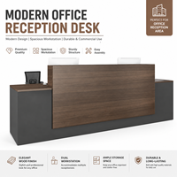 Bureau d'accueil moderne pour entreprise, comptoir de réception en bois, double poste de travail, mobilier de bureau commercial