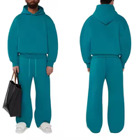 Ensemble de survêtement en molleton surdimensionné en coton 500 g/m² pour homme, unisexe, pantalon de survêtement évasé, ensemble de sweat-shirt pour l'hiver
