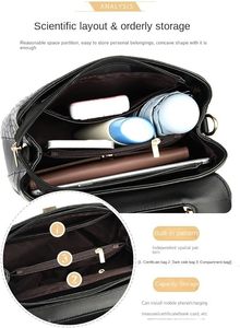 Sac à main en cuir PU personnalisé avec motif crocodile, fermeture à glissière, poignée supérieure écologique, sac à bandoulière pour femmes - Product Image 6