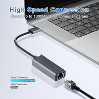 Adaptador de Red Ethernet USB 2.0 a RJ45 RTL8152B 10/100Mbps para PC con Windows, Laptop, LAN Hub-055 Musta en Stock