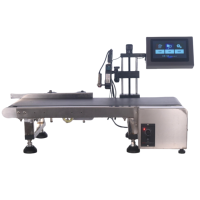 Imprimante jet d'encre TIJ automatique en ligne avec tête d'impression DX7, encre éco-solvant, bande transporteuse de 1m, machine de codage par lots pour codes QR sur Flex/Egg