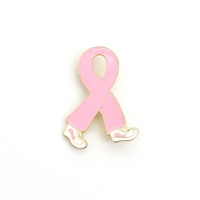 Broches médicales personnalisées en ruban émaillé rose 45*35MM épingles de sensibilisation au cancer du sein pour bijoux cadeaux mariages enfants