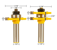 L-N004-2 2 pièces languette et rainure routeur Bit Set 1/2 "X 1/4" - 1/2 "tige bois Cutter Tenon Cutter pour outils de travail du bois