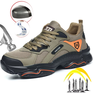 Chaussures de travail pour hommes, chaussures de sécurité anti-écrasement, anti-perforation, chaussures indestructibles, respirantes, confortables, avec protection des orteils en acier - Product Image 1