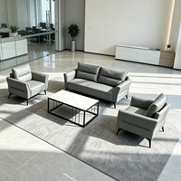 Ensemble de canapés de bureau modernes en cuir gris, canapé d'accueil pour hall de bureau, mobilier commercial, canapé pour visiteurs de bureau