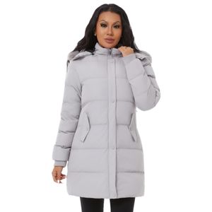 Oelise Damen <span class=keywords><strong>Winter</strong></span> Dicker Puffer mantel Solide atmungsaktive gewebte Front Reiß verschluss Warme Schnee jacke mit abnehmbarer Kapuze - Product Image 3