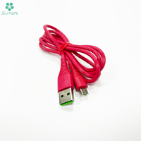 Kabel Data pengisi daya USB mikro 5Pin V8, 1M Android 2.0 warna-warni nilon kepang kabel USB mikro untuk ponsel