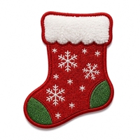 Patch brodé appliqué en forme de chaussette de Noël rouge, à coudre, pour vêtements, sacs et décoration intérieure