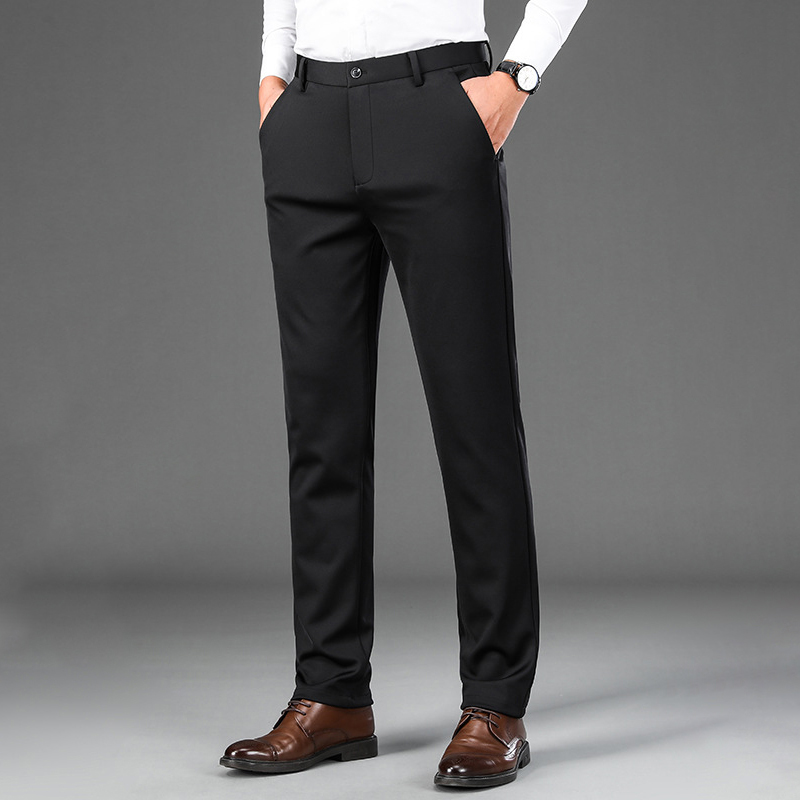 Black Mens Slim fit dress pants skinny work trousers