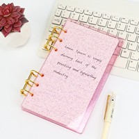 Étui de protection transparent rose en acrylique pour carnet A6 à feuilles mobiles – Idéal pour le rangement et les cadeaux