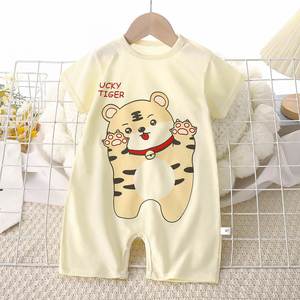 Yürüyor Boys t-shirt gömlek Tops yaz yenidoğan pijama açık Romper 100% % pamuk kısa kollu tarama takım çocuklar için - Product Image 3