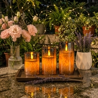 Lampe à bougie en verre LED rechargeable par USB, télécommande, couleur de flamme ambre, décorations de Noël, bougies, ensembles de cadeaux de mariage