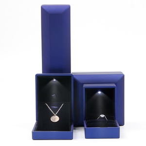 Custom Luxury Black Plastic Gift Logo Set <b>Led</b> <b>Light</b> Necklace Ring Jewelry Jewellery Packaging Box With <b>Light</b> up for - Product Image 4
