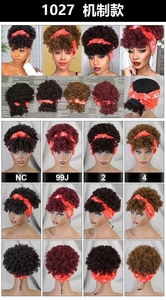 Perruques courtes à bandeau Letsfly 21$ en gros, 100% cheveux humains brésiliens, bouclées, avec cordon de serrage, pour femmes noires, disponibles - Product Image 2