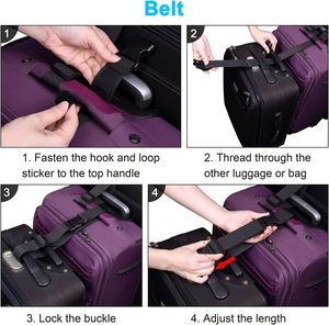 Sangles de <span class=keywords><strong>bagage</strong></span> de voyage noires courtes et réglables avec boucle de maintien pour valise – Promotion - Product Image 5