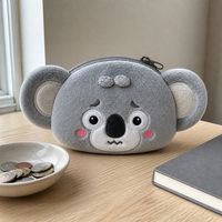 Porte-monnaie en peluche personnalisé Koala Triste, mini pochette douce en peluche sur mesure pour cadeau promotionnel, certifié CE CPC