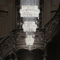Lustre en céramique de luxe avec fleurs et oiseaux pour villa, hall d'hôtel, long escalier de loft