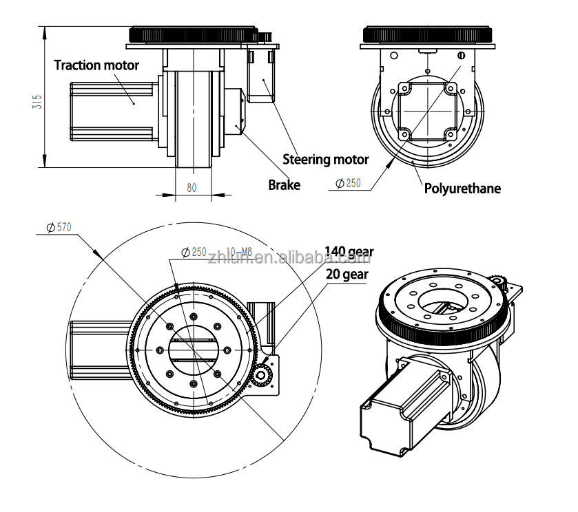 Ets Accelerate Servo 10 Inch heavy duty wheel Mecanum Wheels Forklift Differential
