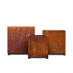 <b>Square</b> Shape Handmade Vintage Design Industrial Outdoor Large Rustic Finishing Metal Iron Planters <b>Set</b> of 3 At Cheap Price - Product Image 1