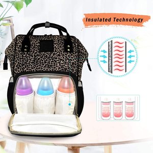 <span class=keywords><strong>Zaino</strong></span> <span class=keywords><strong>Porta</strong></span> Pannolini per Bambina, Borsa Fasciatoio Leopardata - Product Image 2