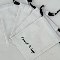 RUNWELL Sac cadeau recyclable en coton biologique et lin avec cordon de broderie personnalisé sérigraphié Petites pochettes pliantes pour bijoux