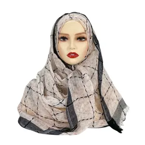 New Designer Muslim Women Hand Dyed Acrylic Pashmina Khimar Hijab Tassel Veils Shawls Wool Cashmere Scarf Turban For Ladies