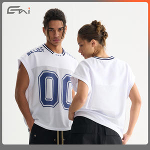 Maillot de sport unisexe sans manches col rond ETAI blanc et bleu 00 Belief en maille respirante pour streetwear et tenue décontractée 96%+ Contenu - Product Image 4