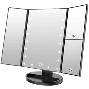 2024 nuevos productos espejo de tocador con luces LED inteligente plegable con una caja de almacenamiento Mesa 2X 3X hermoso espejo logotipo personalizado - Product Image 1