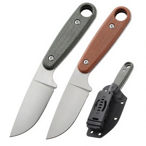 Couteau fixe Full Tang en acier 14C28N, lame Stonewashed, manche en Micarta lin, pour survie en extérieur, bushcraft, bricolage, OEM, avec étui Kydex - Product Image 4