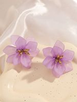Moda dulce mujer Color flor Stud pendientes Primavera Verano joyería regalo colorido transparente resina acrílico flor pendientes