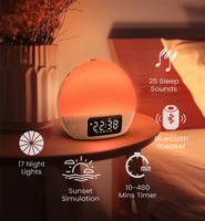 Décoration de la maison horloge de bureau numérique intelligente lever du soleil réveil haut-parleur Bluetooth lampe de table de chevet pour adulte lumière de réveil